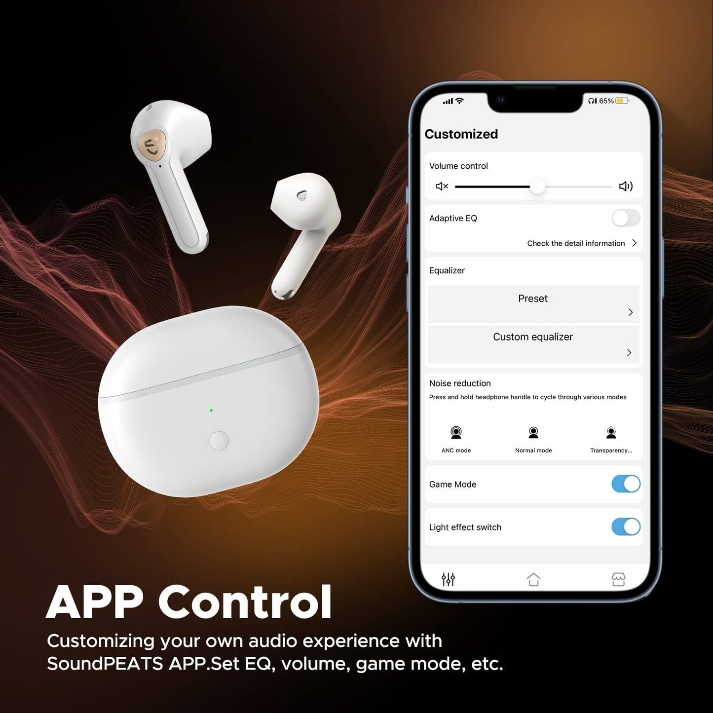 SoundPEATS Wireless Earbuds with Hi-Res Audio, Air3 Deluxe HS Semi in-Ear Headphones with LDAC, ENC Clear Call, APP Control, 14.2mm Large Driver, Game Mode, in-Ear Detection, Total 20H (White)