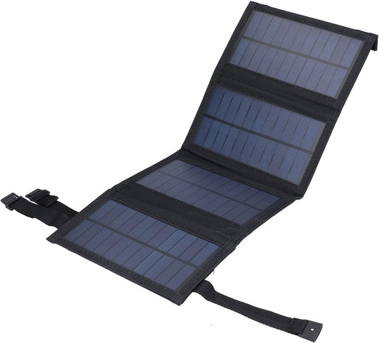 Solar Power Bank, Solar 20W USB Foldable Solar Panel with Buckles for Outdoors (Black)