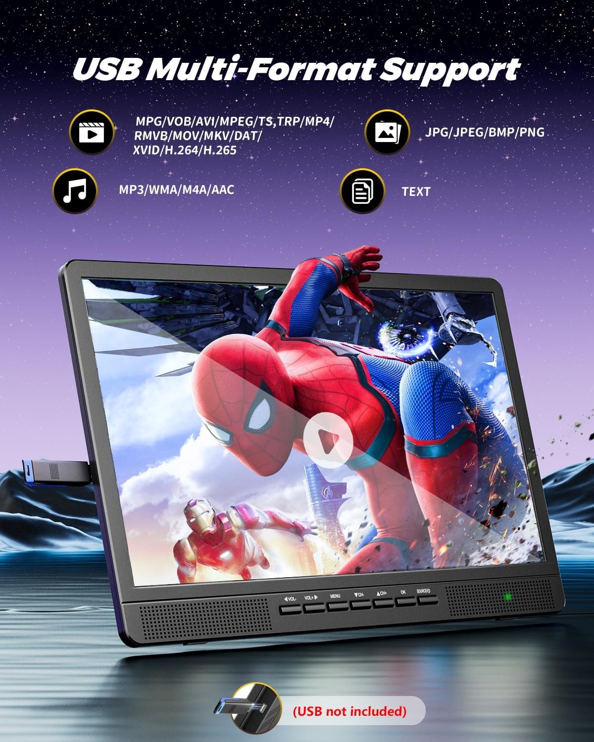 NORTHING 18" 1080P Full HD Portable TV, Portable Entertainment System with HDMI Port for Your Favorite Smart Streaming or Gaming Device | Sleeping Timer,