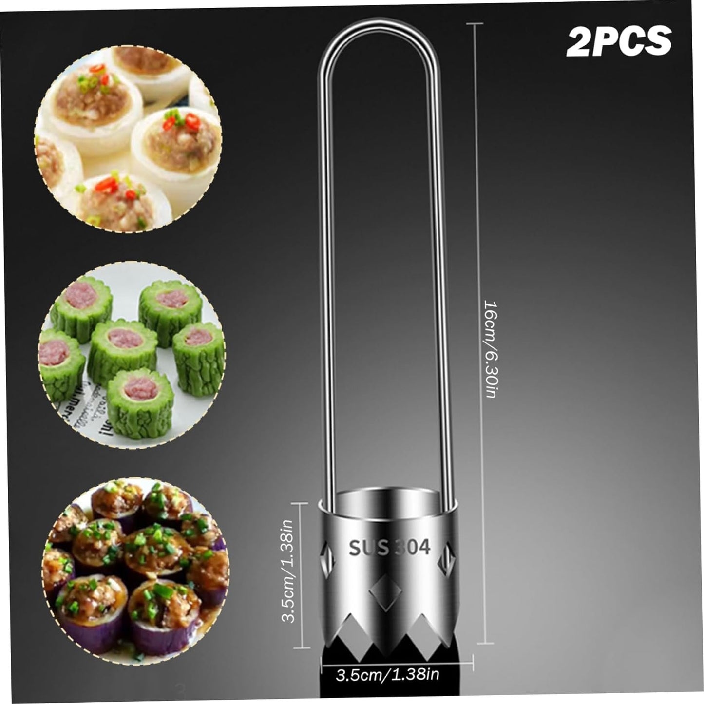 Utensile per togliere il torsolo di frutta, 2 pezzi con lama robusta Acciaio inossidabile 304 Utensile per togliere il torsolo di peperone con manico rotondo Gadget da cucina compatti e appendibili St