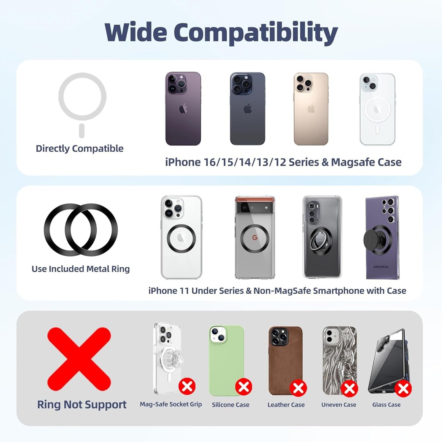 For MagSafe Cup Phone Holder: Magnetic Cupholder Car Mount Compatible with Tesla Truck Vehicle SUV - 360° Adjustable Long Neck Mag Safe Cell Phone Cradle with Expandable Base for iphone Samsung Google