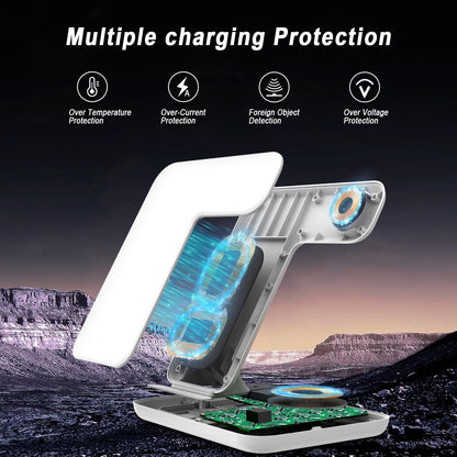 Trusted Quality, 3-in-1 Wireless Charging Station | 15W Fast Wireless Charger for Apple Devices | Compatible with iPhone 16/15/14, AirPods & Apple Watch | Stand for Multiple Devices.