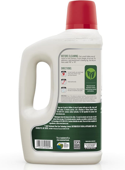 Hoover Pure Essentials Carpet Cleaner Solution, 50 oz., Fresh Rain Scent, Natural Plant Based Formula, Deep Cleaning Carpet Shampoo Solution, Pair Carpet Cleaner Machine