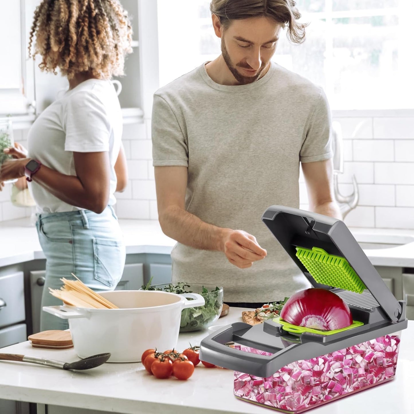 16-in-1 Vegetable Cutter Vegetable Chopper,Multifunctional Food Chopper, Kitchen Professional Vegetable Slicer Dicer Cutter, Food Chopper Accessory, Manual Hand Cooking Gadget for Kitchen Tool.