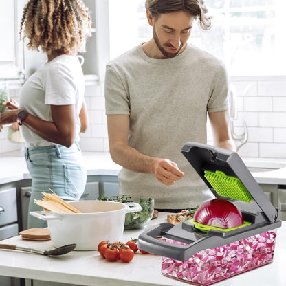 16-in-1 Vegetable Cutter Vegetable Chopper,Multifunctional Food Chopper, Kitchen Professional Vegetable Slicer Dicer Cutter, Food Chopper Accessory, Manual Hand Cooking Gadget for Kitchen Tool.