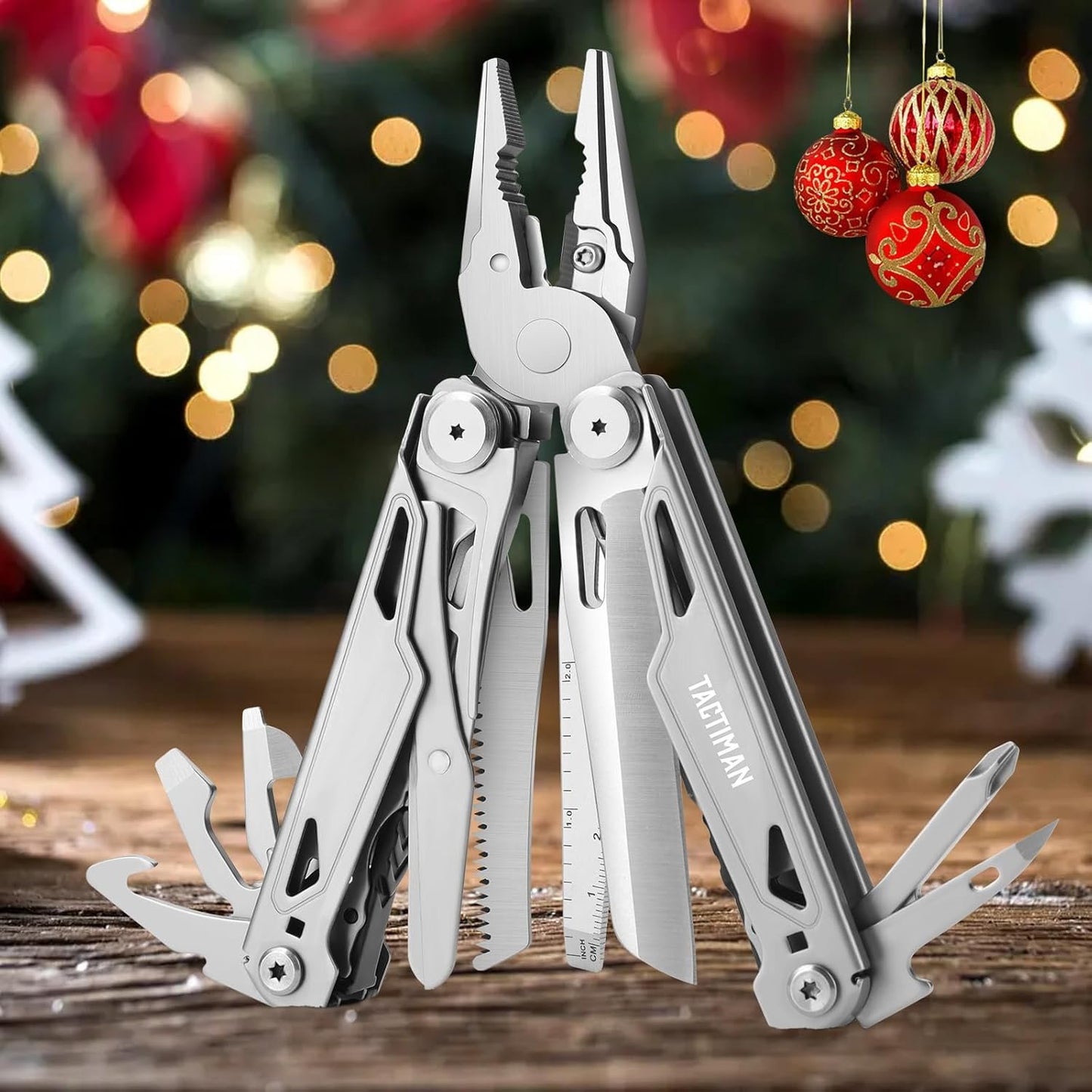 TACTIMAN Multitool Pliers Pocket Knife Camping Hiking Gear Multitool Knife 16-in-1 Multi Tool Saw Scissors Wire Cutter Stripper Screwdrivers Bottle Can Opener Tool Gifts for Men for Camping Hiking EDC