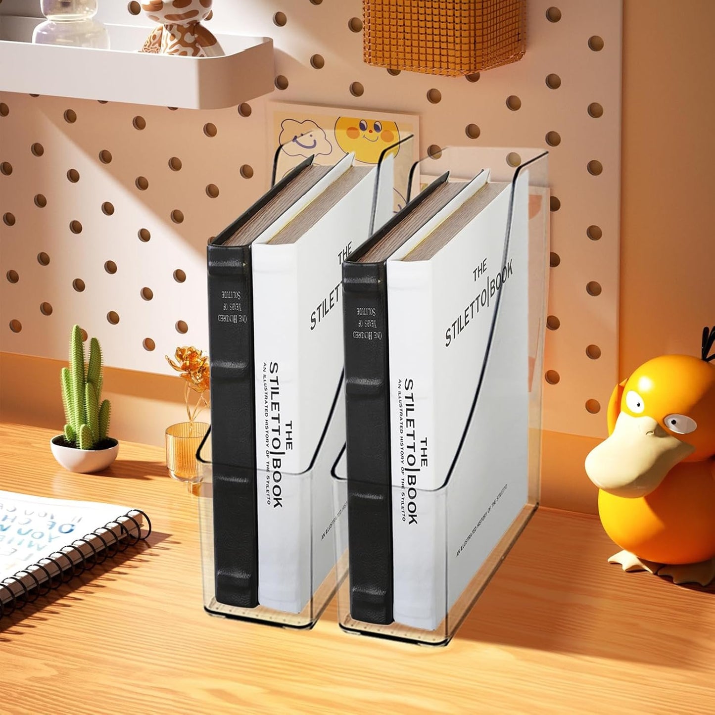 YIQXKOUY 2 Pieces Acrylic Magazine File Holder Clear Desk Organizers File Organizer for Desk Desktop File Magazine Book Storage Shelf for File Storage Book Bin and Office Desk Accessories