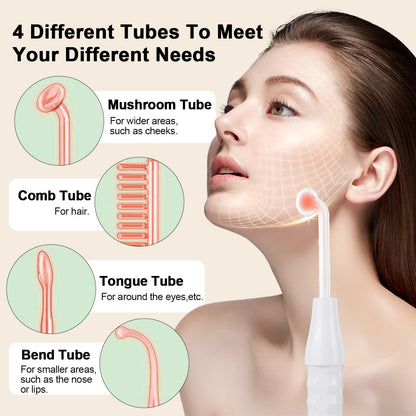 High Frequency Facial Wand, Portable High Frequency Facial Skin Machine, With 4 Different Tubes. Face Skin Therapy Wand, For Wrinkles, Skin Tightening, Dark Circles Under The Eyes (Orange)