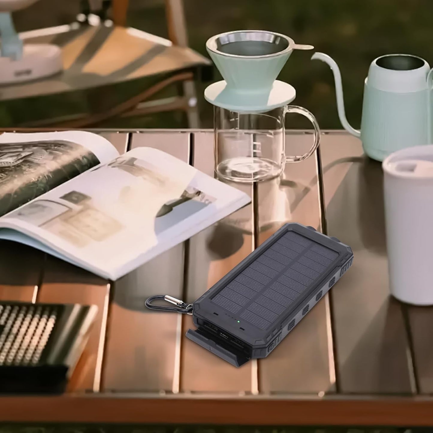 Waterproof Solar Panel - Solar Charger Bank | Portable Charger for Phones, Multipurpose 20000mAh Wireless Fast Charging Device with Flashlight Portable for Camping Hiking Outdoor