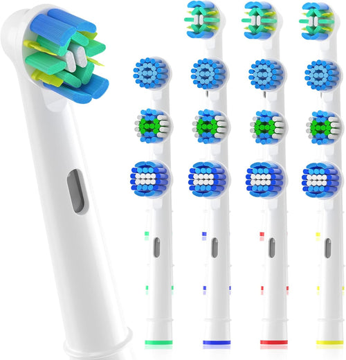 Sulkiwe Toothbrush Heads Compatible with Oral B Braun Pro / Advance Power / Smart / Vitality / Genius Series Replacement Heads Suitable for Oral-B 16 Pieces (White)