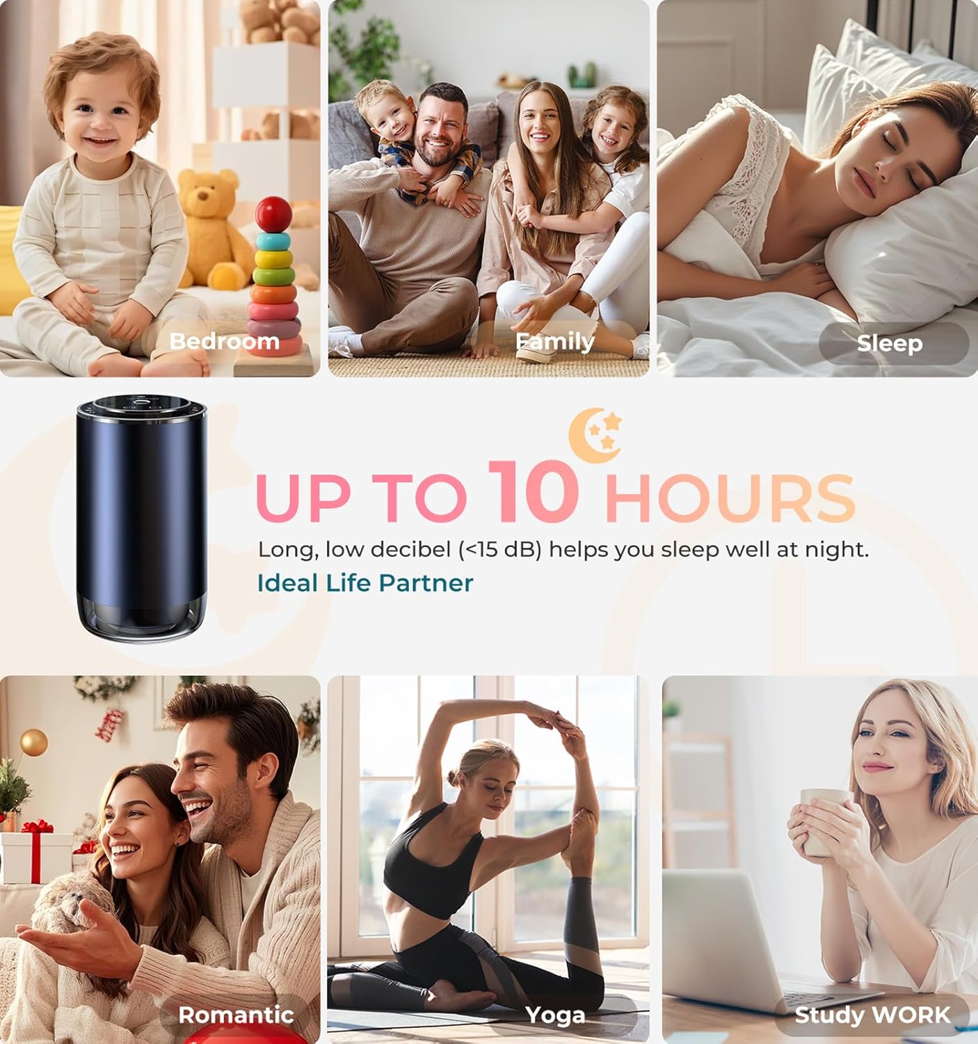 Oil Diffuser for Home and Car Smart Air Freshener, Auto On/Off by AI Chip, Built-in Battery, Works Silently, Refill Oil Aroma with 120 Days Long-Lasting Scent, Gifts for Men and Women-Cologne, Black