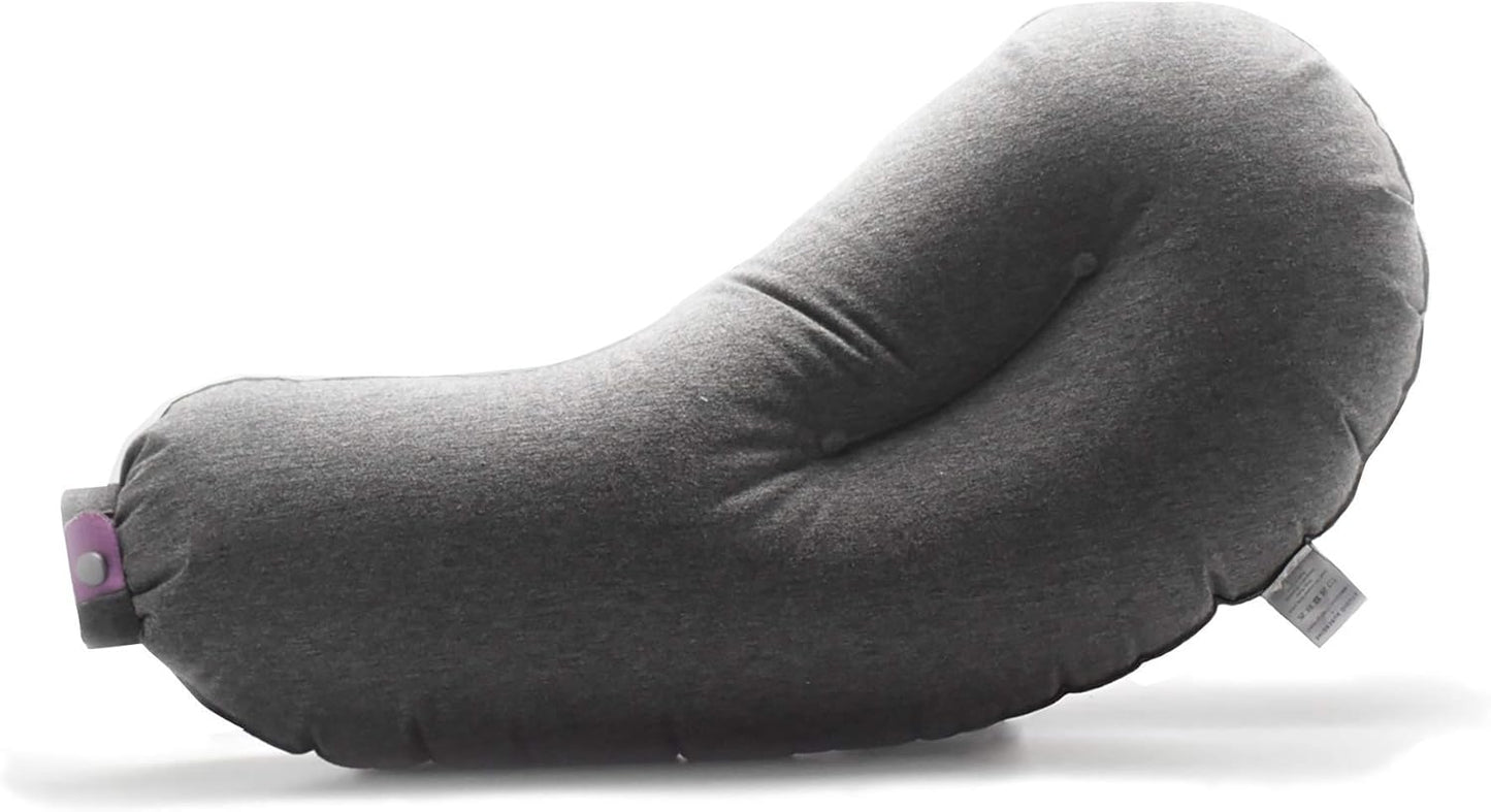 DesignNest Aubergine Pillow, Comfort in a Puff, Inflatable Ergonomic Hug Friendly, Compact Lightweight, for Napping, Lounging, Camping, Home & Travel Pillow, Dorm Decor, Grey
