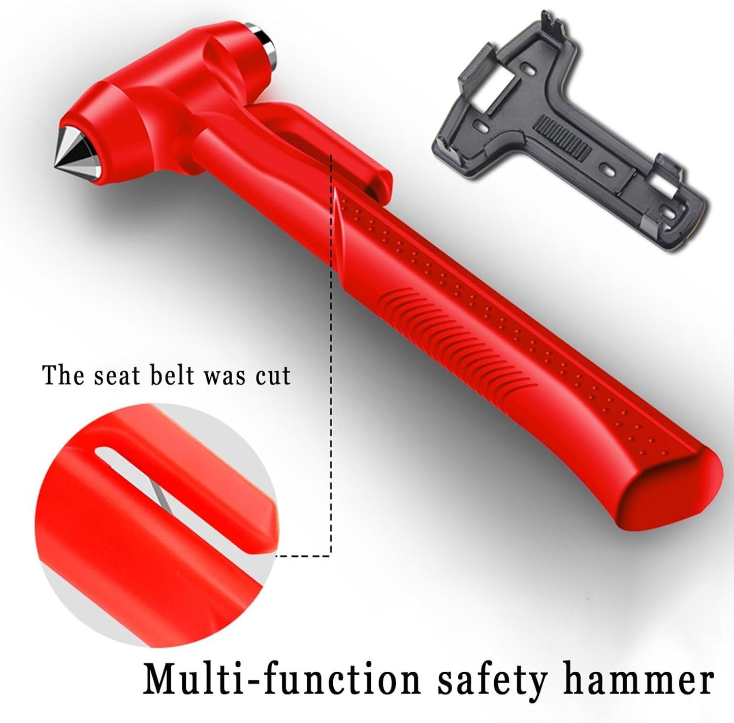 Window Breaker,Car Accessories,2-in-11Emergency Glass Hammer,Car Safety Hammer Survival Kit with Heavy-Duty Carbon Steel Tip and Hardened Sharp Window Breaker, Seat Belt Cutting（Red）