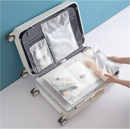 OSDUE Waterproof Travel Bags, 15 Pieces Clear Resealable Zip Bag, Multi-Function Bag Organizer, Garment Bags for Clothes, Underwear, Cosmetics 5 Sizes, Transparent-15pcs, 15pcs