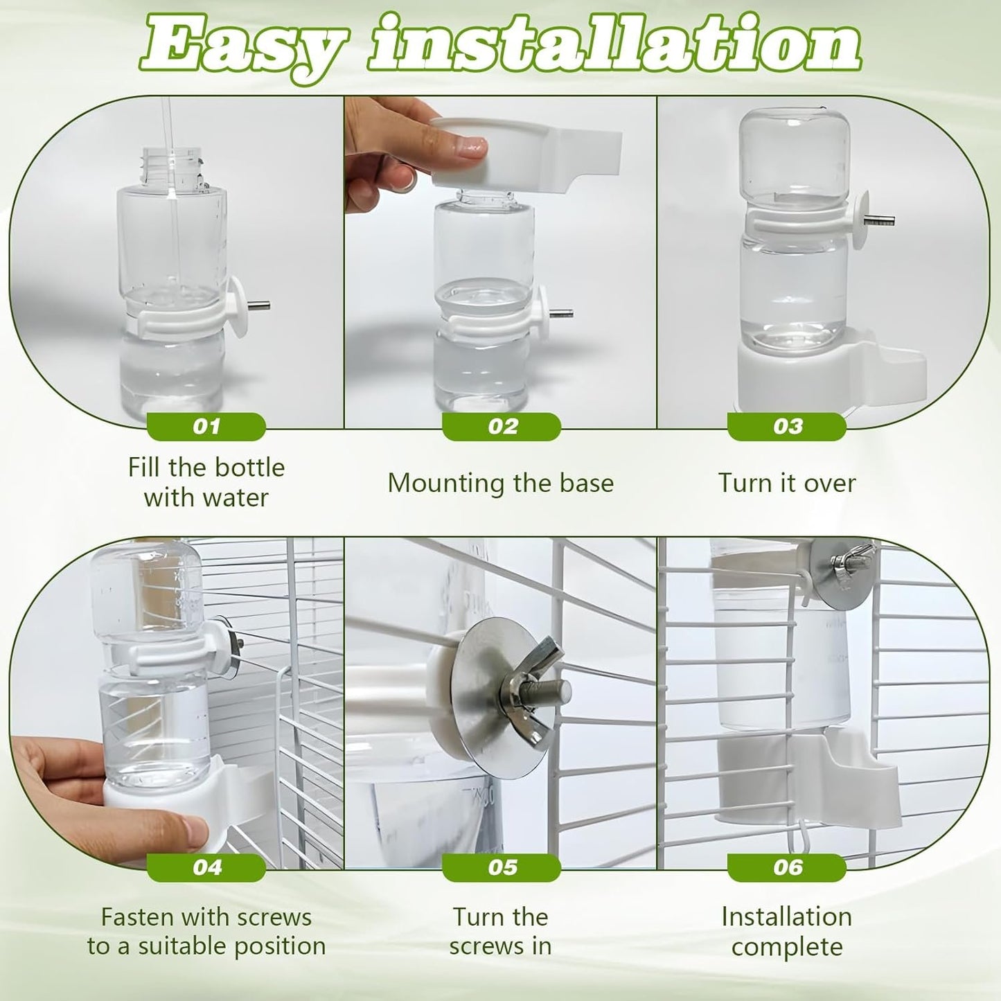 BELEFU Automatic Bird Water Dispenser, 4.7 Oz Plastic Suspended Bird Waterer, No Mess Parakeet Water Feeder for Cage Feeding Parrot Cockatiel Budgie (White)