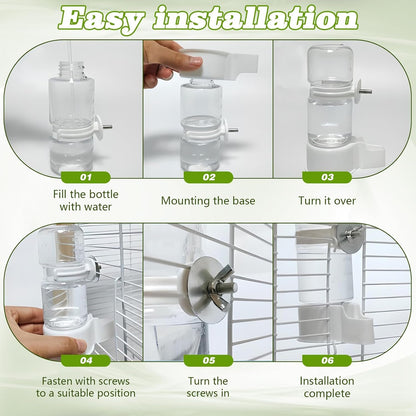 BELEFU Automatic Bird Water Dispenser, 4.7 Oz Plastic Suspended Bird Waterer, No Mess Parakeet Water Feeder for Cage Feeding Parrot Cockatiel Budgie (White)