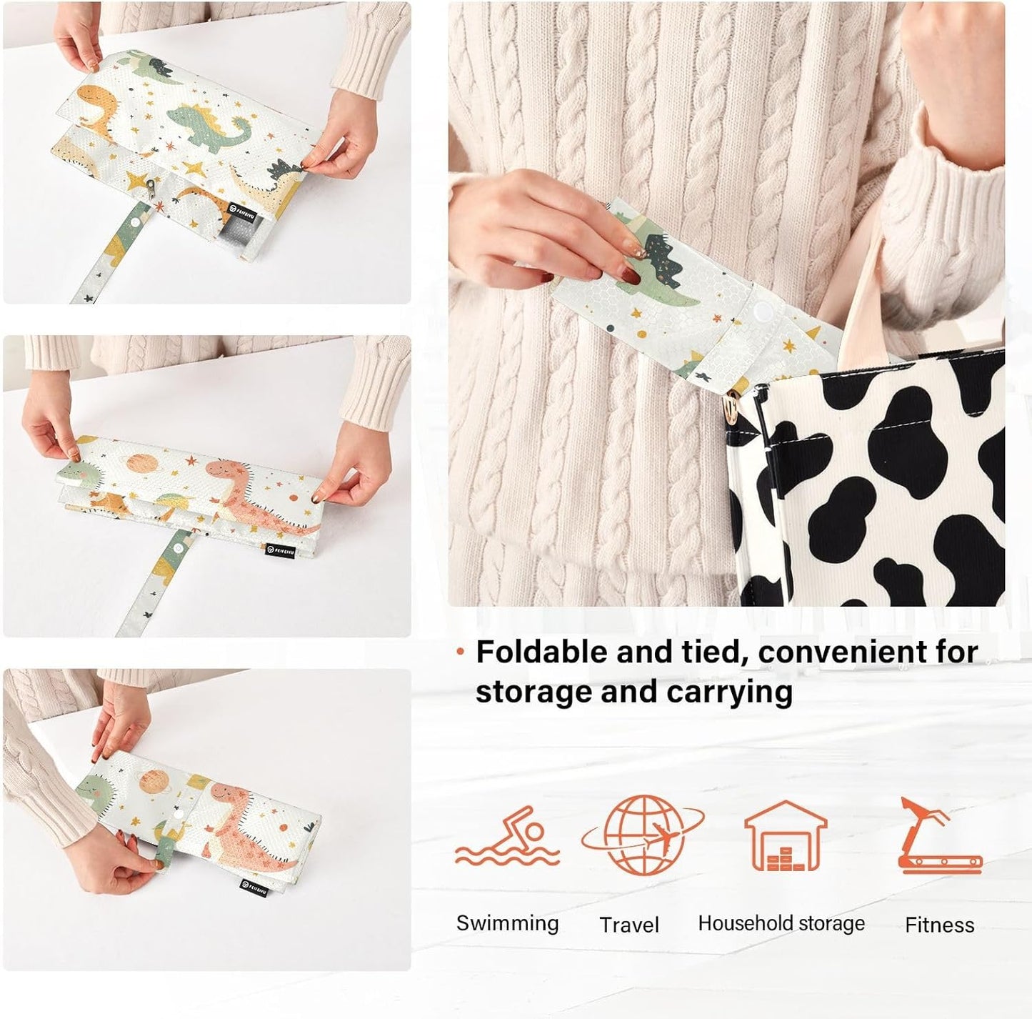 Cute Cartoon Dino 3pcs Travel Packing Storage Bags Waterproof Bags Organizer For Luggage Bags For Traveling Storage And Organization
