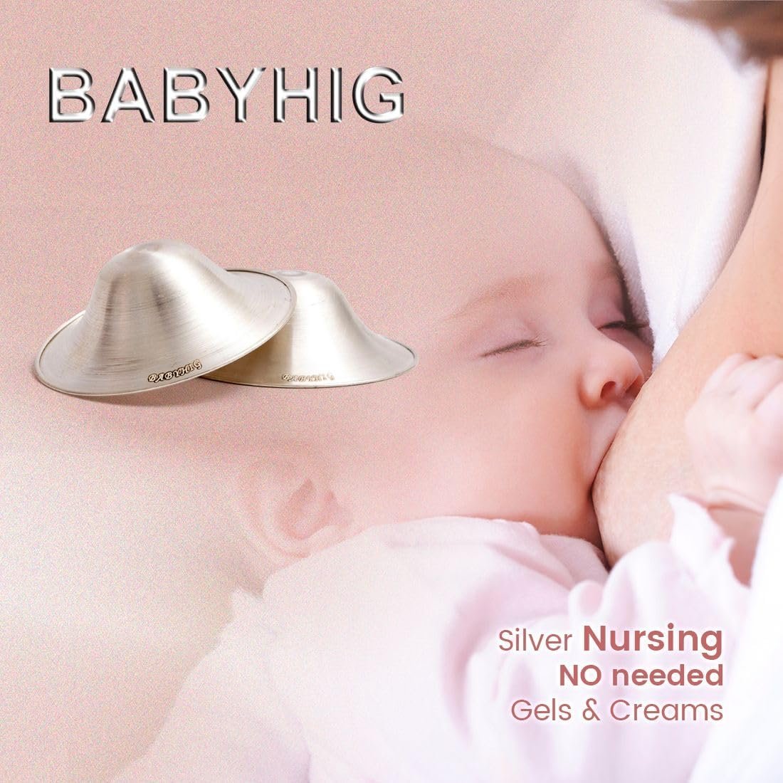BABYHIG The Orginal Silver Nursing Cups â€“ Silver Nipple Shields for Breastfeeding - Nipple Guards Protector for Breastfeeding - Nipple Shields for Nursing Newborn â€“ Nickel Free â€“ 925 Silver