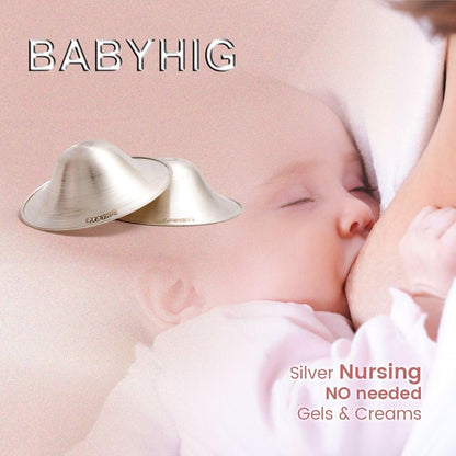 BABYHIG The Orginal Silver Nursing Cups â€“ Silver Nipple Shields for Breastfeeding - Nipple Guards Protector for Breastfeeding - Nipple Shields for Nursing Newborn â€“ Nickel Free â€“ 925 Silver