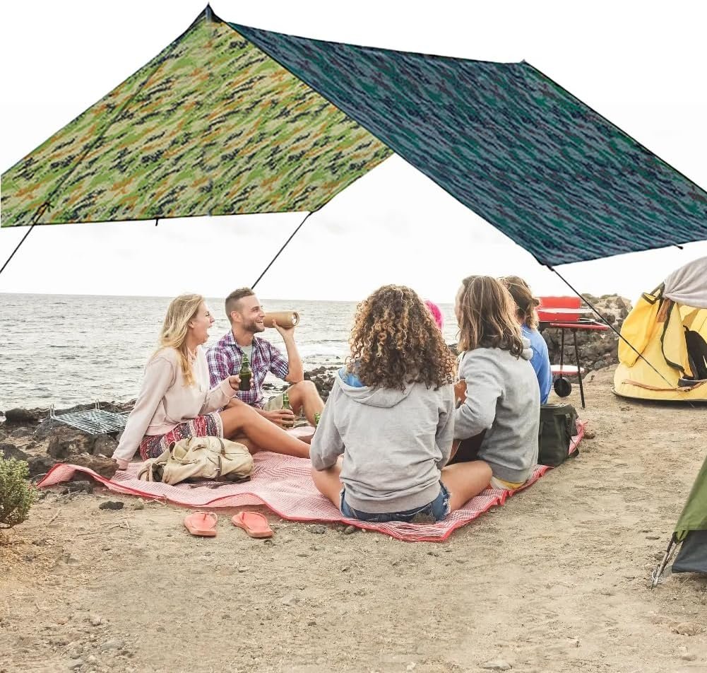 Joyzan Tent Tarp, Waterproof Camping Footprint Hammock Rain Fly Cover Rainfly Backpacking Survival Shelter Floor Ground Sheet Sunshade Beach Blanket Mat Hiking Travel Picnic Outdoor Park Lawn Grass