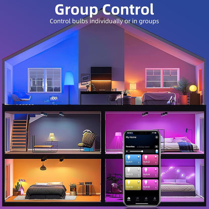 Tenmiro Smart Light Bulbs, 9W A19 Color Changing Light Bulb Work with Alexa, Google Assistant & Google Home, Music Sync WiFi & Bluetooth LED Bulbs Dimmable 800LM