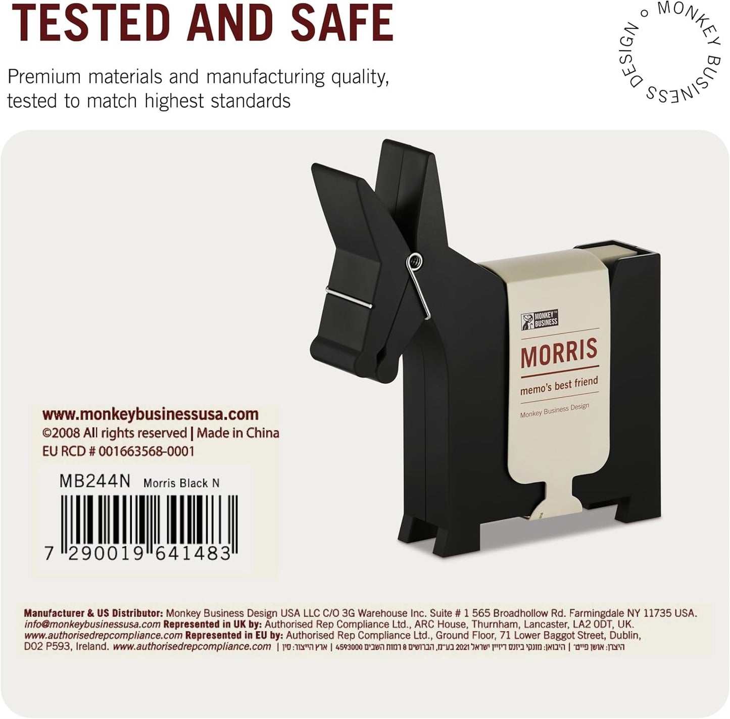 Morris The Donkey: Desktop Memo Holder | Cute Desk Accessories & Office Supplies | Funny Desk Decor & Office Accessories | Holders & Dispensers | Sticky Note Holder | by Monkey Business (Black)