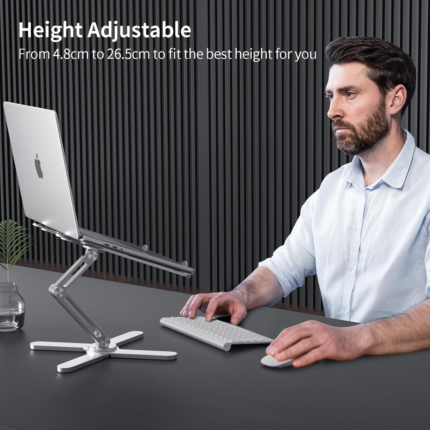Laptop Stand Kamoon Portable Adjustable Tablet Computer Stand Aluminum Alloy Folding Laptop Stand Compatible MacBook Air Pro, HP More 10-15.6" Laptops & Tablet (Silver-03)