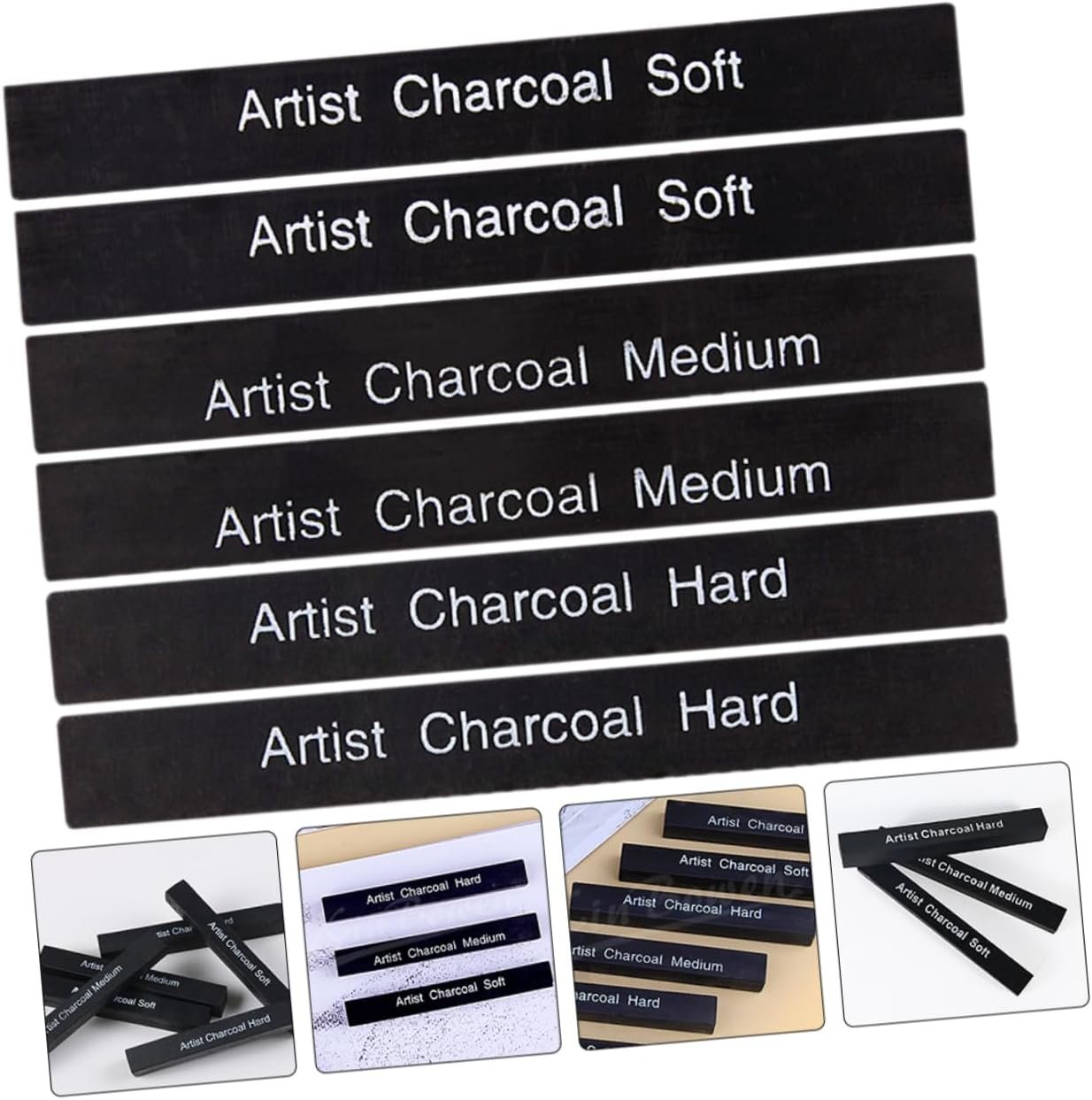HAPINARY 6pcs Charcoal Pastel Briquettes Willow Vine Charcoal Pencil Artist Pencils Erasers Fire Stick Carbon