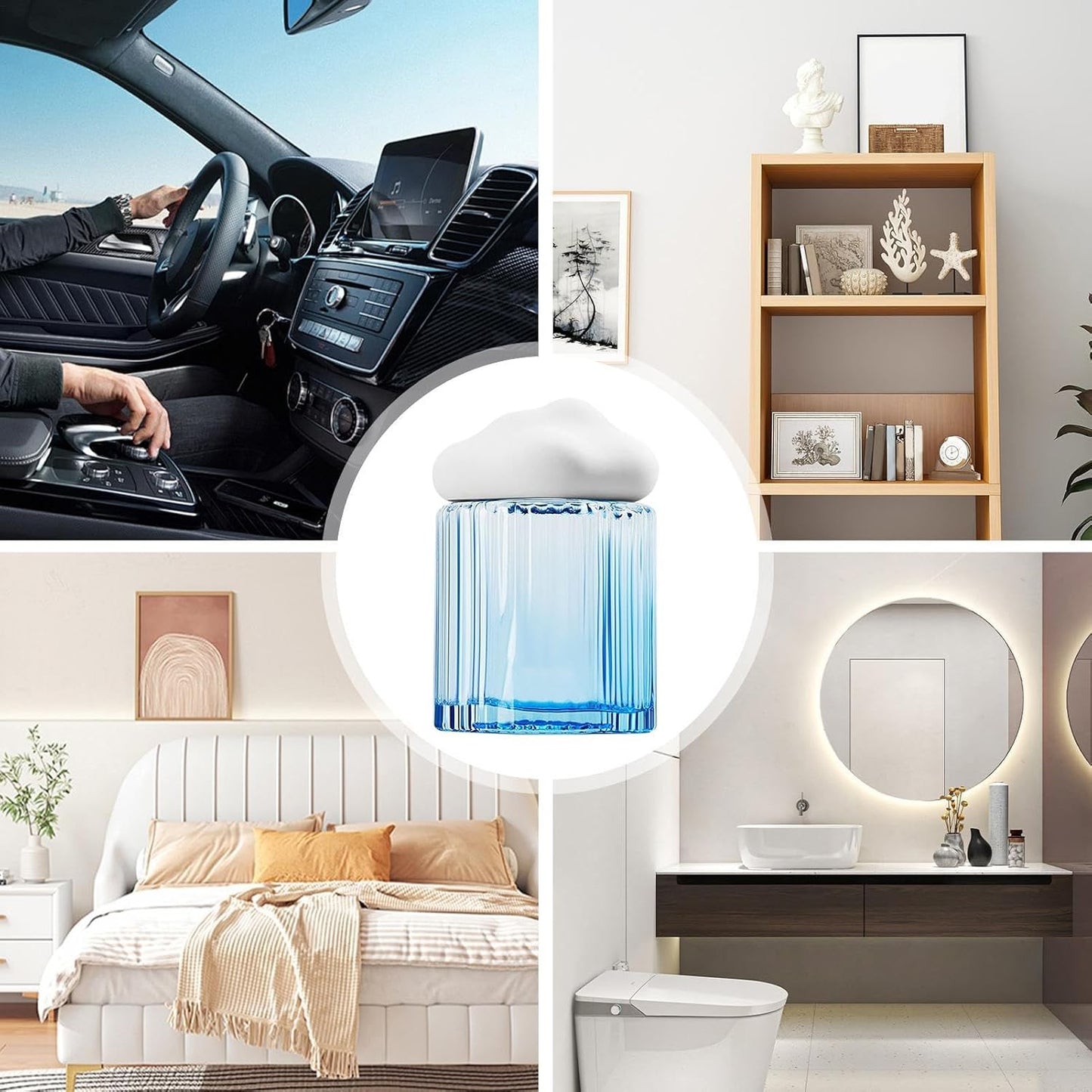 Car Fragrance Diffuser, Natural Air Freshener, Aromatherapy Car Diffuser with Stylish Cloud and Compact Design for Daily Commutes Road Trips or Long Drives, 1 Piece