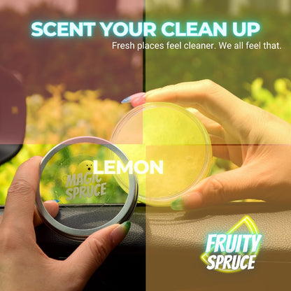 MAGIC SPRUCE Car Cleaning Gel Kit for Car Interior, High End Lemon Scented Cleaning Putty in Classy Jar, Detailing Cleaning Gel Universal Dust Cleaner, for Keyboard Apple Laptop, Car cleaning Supplies