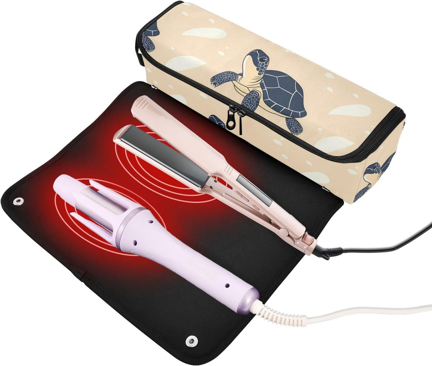 Borsa da viaggio per strumenti per capelli con tappetino in ferro rimovibile per accessori per lo styling dei capelli, organizer per strumenti caldi e accessori per la cura dei capelli, custodia per