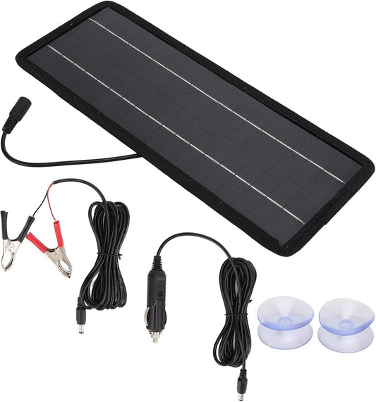 12V Solar Car Battery Charger High Efficiency Portable Solar Panel Power Charger for Cars Boats Automobiles with Universal Socket and Suction Cups Polysilicon Material 4.5W