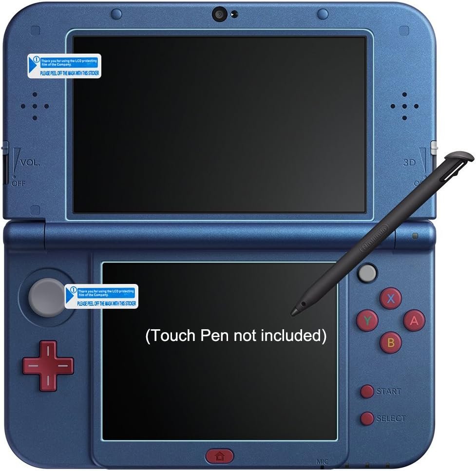 Screen Protector for Nintendo New 3DS XL, AFUNTA 4 Pcs Tempered Glass for Top Screen and HD Clear Crystal PET Film for Bottom Screen, 3DSXL Film Accessory