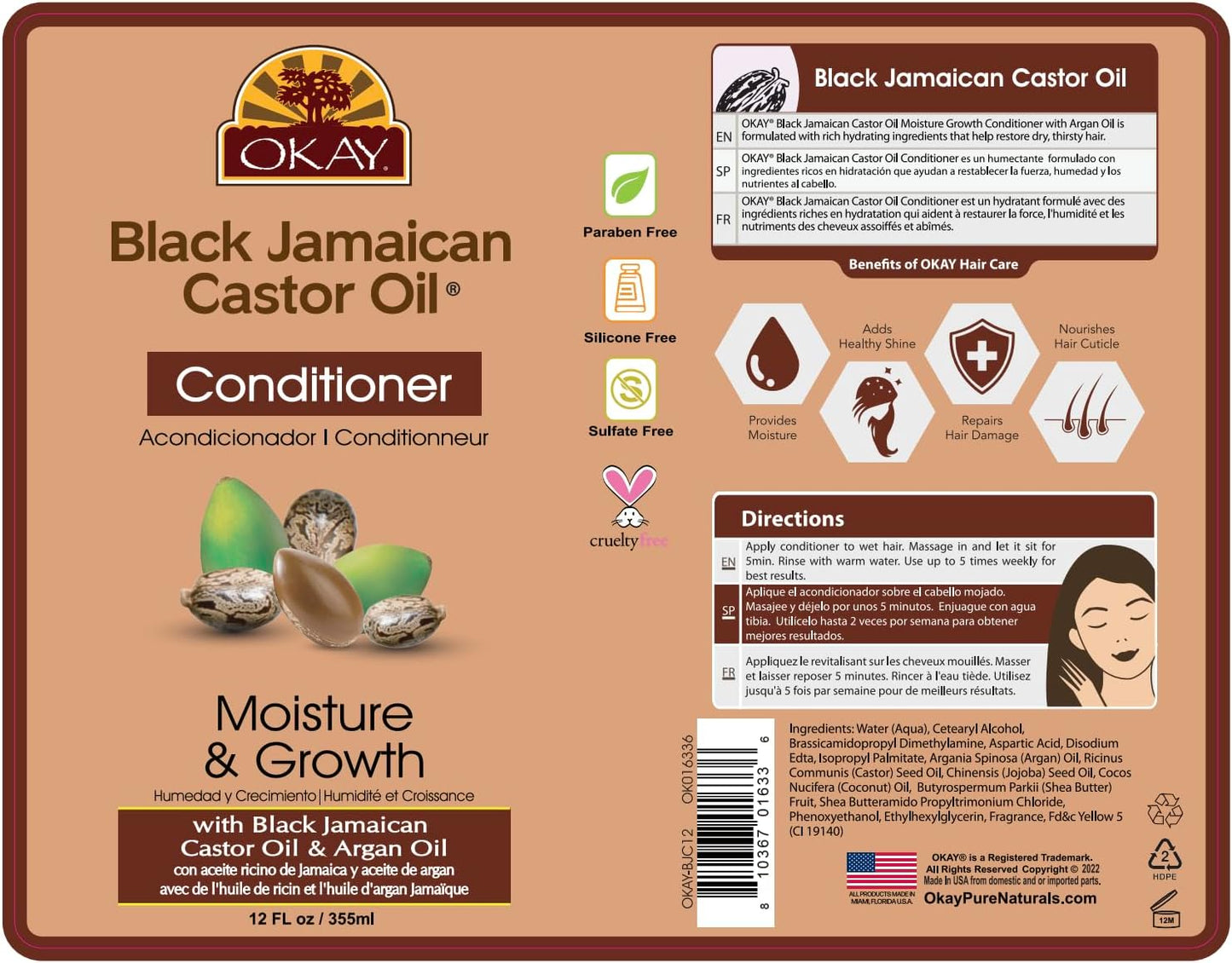 Convenience Kits International Women’s Deluxe 10 PC Kit Featuring: OKAY Black Jamaican Castor Oil Hair, Body, Oral Care, Travel-Size Travel Essentials