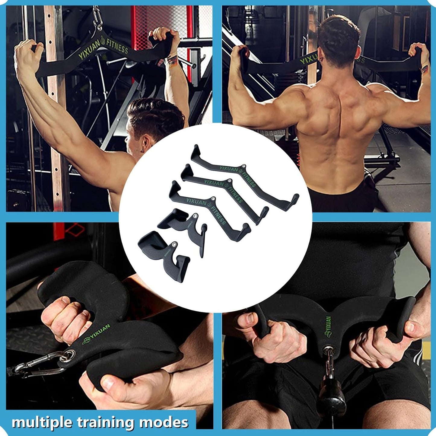 Thickened Steel Wide Grip Lat Pulldown Attachments V Bar, Close Grip Double D Row Handle, Tricep Press Down Cable Machine Accessories for Home Gym