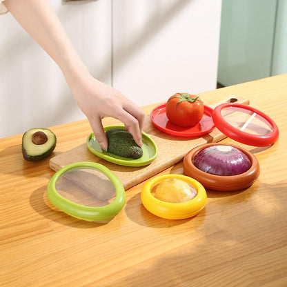 Nawchedo Silicone Fruit and Vegetable Storage Containers for Fridge, Onion Storage Container, Avocado keeper,Tomato Saver, Lemon holder Set of 4- Ideal for Garlic, Onions, Lemons and Potatoes