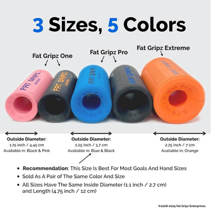 Fat Gripz Pro - The Simple Proven Way To Get Big Biceps & Forearms Fast (Winner of 3 Men’s Health Magazine Awards) (2.25” Outer Diameter)