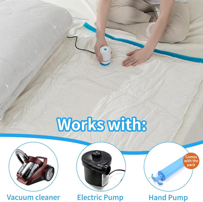 15-Pack Heavy Duty Vacuum Storage Bags with Hand Pump | 3 Jumbo + 4 Large/Medium/Small Sizes | Space-Saving Compression Bags for Clothes, Bedding, Blankets & Winter Coats (Reusable Travel Storage)
