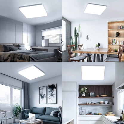 EASY EAGLE LED Ceiling Light Square Ceiling Light 48W Modern Light 6500K 4800LM IP44 Lamp for Bathroom, Kitchen, Bedroom, Living Room, Hallway, Office, Cellar, Diameter 30 cm