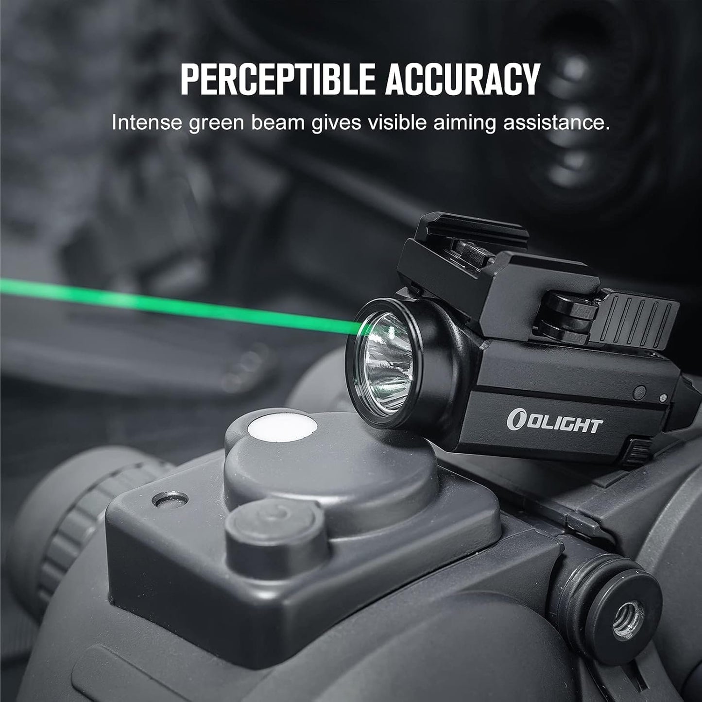 OLIGHT Baldr S 800 Lumens EDC Rechargeable Tactical Flashlight, Flashlight with Adjustable Green Beam and White Light, Compact Rail Mount Light Powered by Battery (Black)