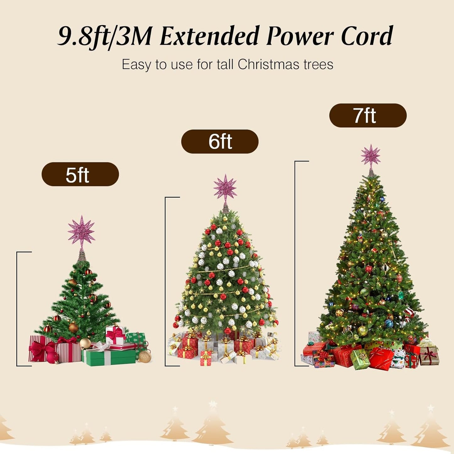 Lewondr USB Powered Christmas Tree Topper with Remote Control and Timer Function, Christmas Decoration with LED Light 3D Star Shape, Home Decoration, Christmas Items, Purple