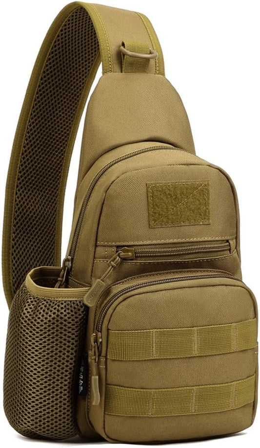 Sling Bag Backpack Crossbody Shoulder Chest Pack for Men Women Travel Outdoor Business Laptop Cycling Hunting Hiking Camping Rucksack Daypack Day Pack Pouch Khaki