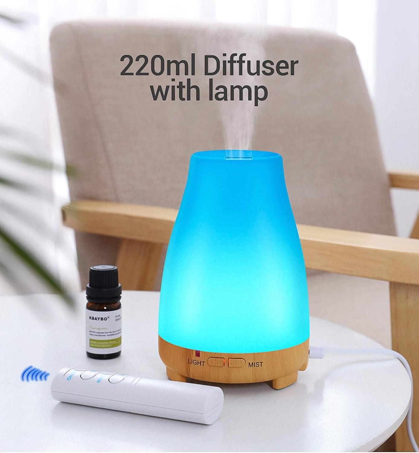 Aromatherapy Air Humidfier Aroma Diffuser Essential Oil Diffuser with Remote Control Led Night Light for Home White