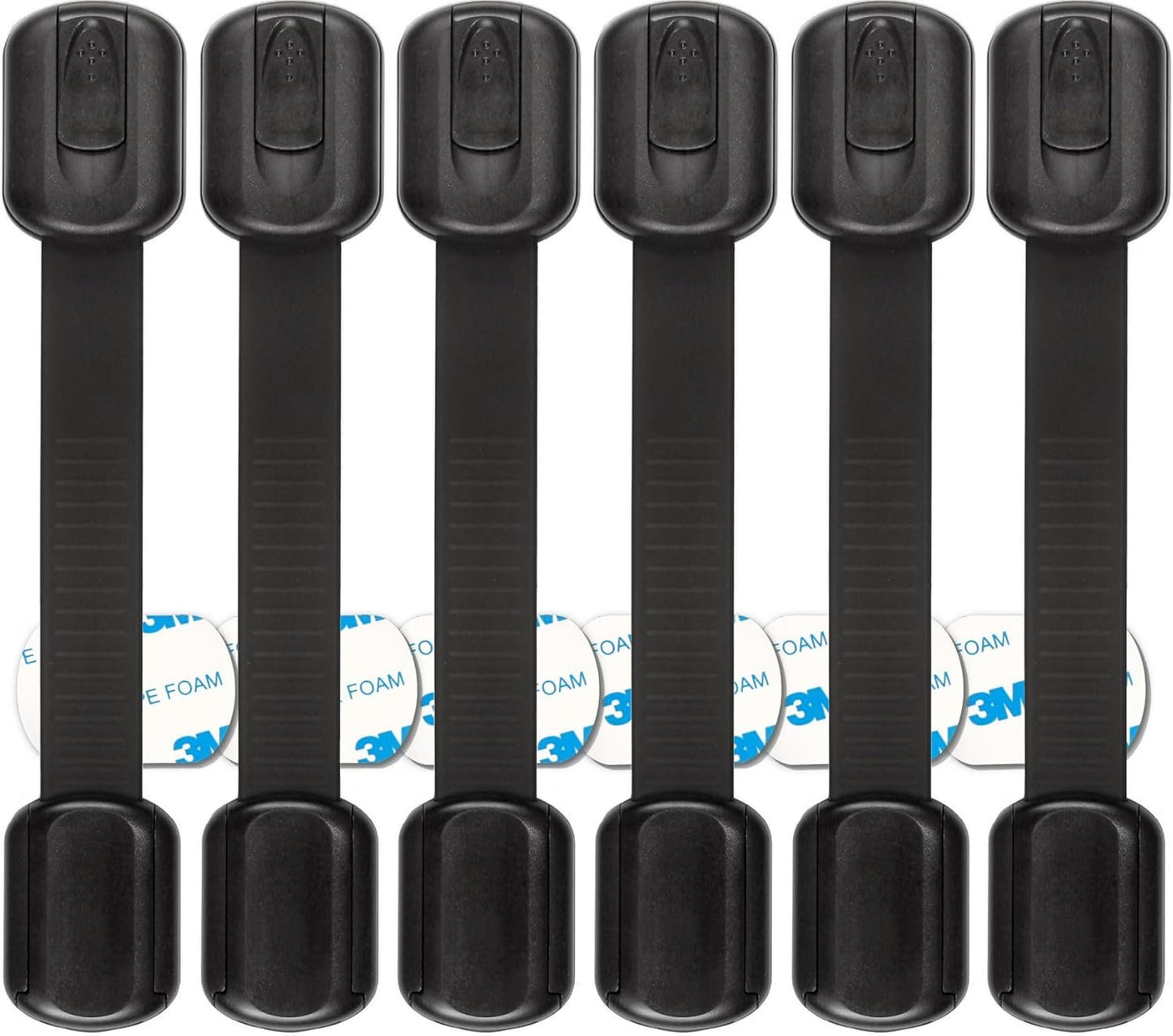 Baby Proofing Safety Cabinet Locks - Child Proof Latches for Dresser Drawer Cupboard Doors Closet Oven Refrigerator Fridge - Adjustable Childproof Straps by Oxlay - Black - 6 Pcs
