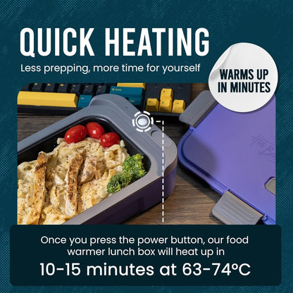 Hot Bento â€“ Self Heated Lunch Box and Food Warmer â€“ Battery Powered, Portable, Cordless, Hot Meals for Office, Travel, Jobsite, Picnics, Outdoor Recreation, Kitchen Meal Prep, Black