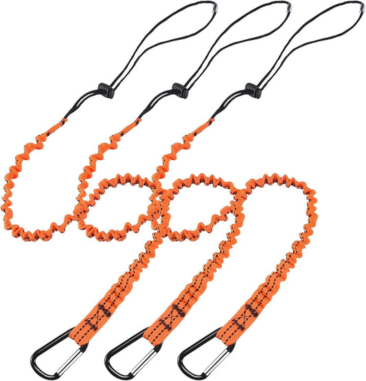 Tool Lanyard, Safety Tool Lanyard with Carabiner Clip, Shock Absorbing Retractable Safety Lanyard Bungee Chord, Retractable Tool Lanyard, Fall Protection Lanyard - 2 Set, 24in/60cm