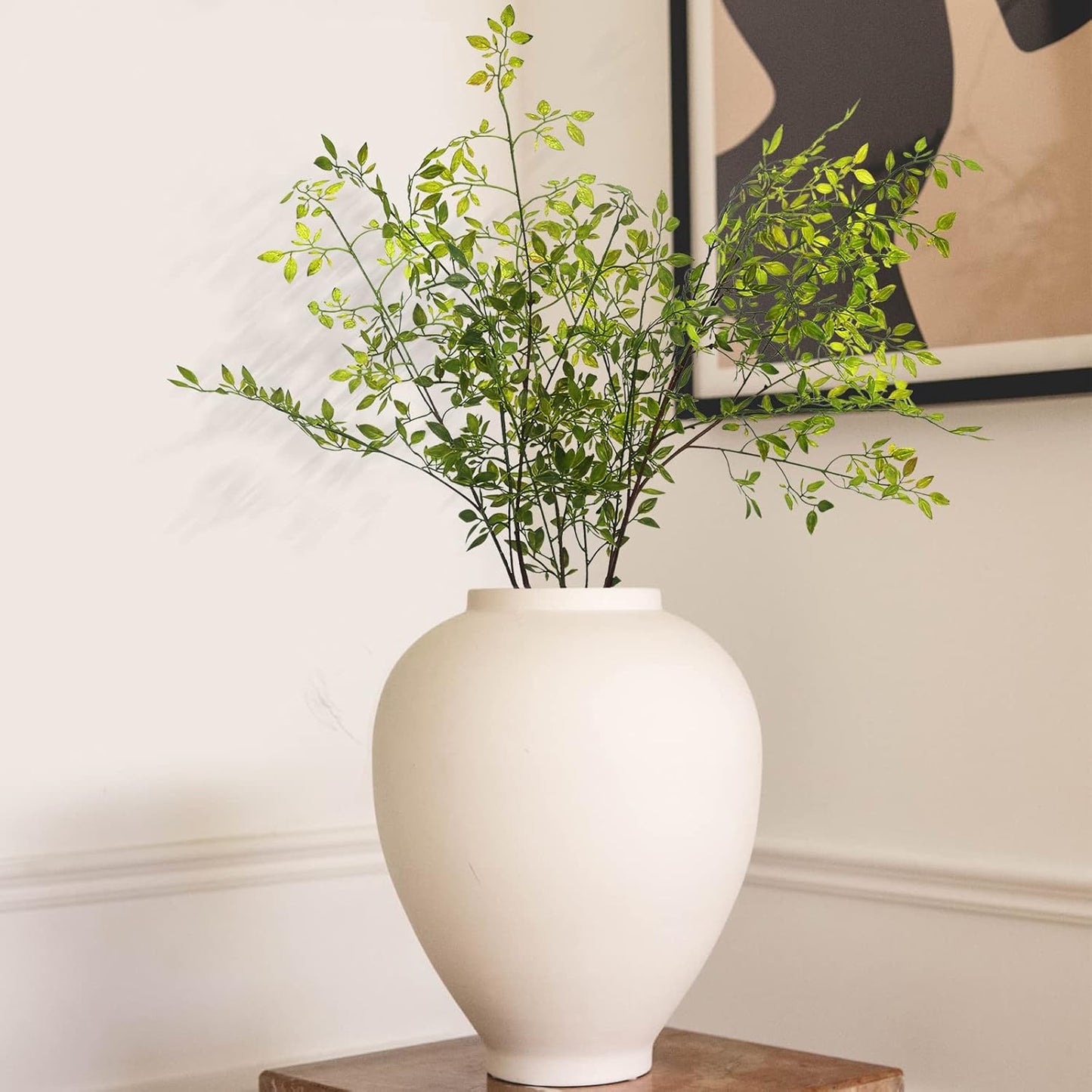 Melorca&Guilla Artificial Plants,2PCS 43" Green Nandina Faux Branches for Vase,Artificial Plants for Shop Garden Office Home Décor