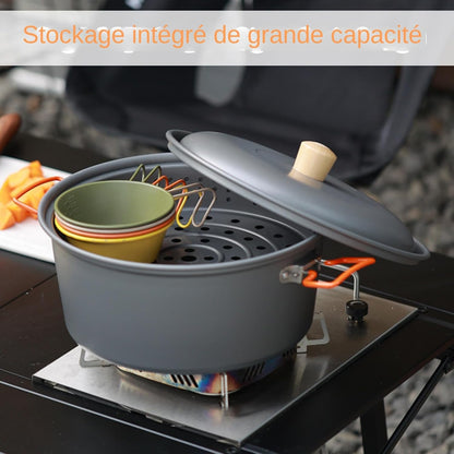 Camping Pot, Portable large Capacity Pan, Heat Resistant Lightweight Steamer, Perfect Picnic Gear 11,81 x 7,48 Inch for Backpacking, Outdoor Travel, Hiking, Boiling Meals Efficiently
