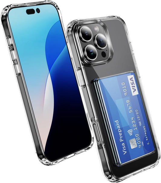 ELEPIK for iPhone 16 Pro Max Case with Card Holder, [Up to 2 Cards] [Anti-Yellow] [Military Grade Protection] Shockproof Slim Phone Protection Clear Case for iPhone 16 Pro Max, Clear