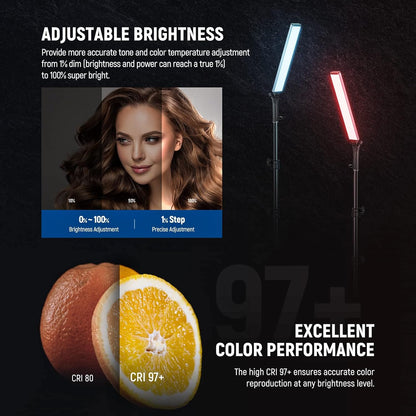 NEEWER RGB Light Wand with 2.4G/APP Control, Upgraded 360Â° Touchable RGBWW Hue Mixer Photography Handheld LED Video Lighting Stick with 2500K-10000K, CRI/TLCI97+, 18 Scenes, 7.4V/31Wh Battery, BH-30S